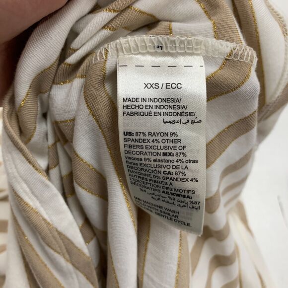 White House Black Market Tank Top Women 2XS XXS Striped Crew Neck Lace Up Front - Picture 8 of 13